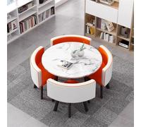 Modern Round Conference Table Set for 4 Noise Free Legs Space Saving Dining Table with Chairs Stylish White Design for Office & Home Use