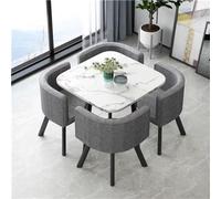 Modern Round Conference Table Set for 4 with Chairs Space Saving Dining Table Noise Free Legs Stylish White Flax Design Perfect for Meetings and Dining