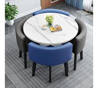 Modern Round Conference Table Set with 4 Chairs - 80cm Meeting Table for Small Spaces Reception Areas & Dining Kitchens - Perfect for Collaboration & Team Meetings