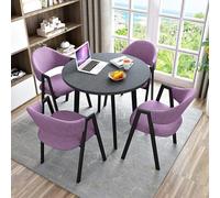 Modern Round Conference Table Set with 4 Chairs 80cm Space-Saving Dining Table for Office Reception Stylish Small Space Furniture Functional Design for Clubs