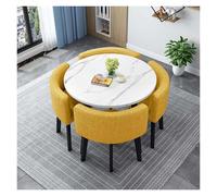 Modern Round Conference Table Set with 4 Chairs Metal Legs & NonSlip Foot Pads Ideal for Living Room Dining Room & Kitchen 90cm (35.4in) Diameter