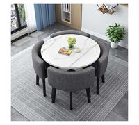 Modern Round Conference Table Set with 4 Chairs Metal Legs NonSlip Pads Ideal for Living Room Dining Room Kitchen (90cm/35.4in)