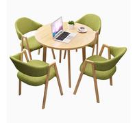 Modern Round Conference Table Set with 4 Chairs Stylish Green Kitchen Dining Table with Metal Legs for Office and Reception Area Furniture