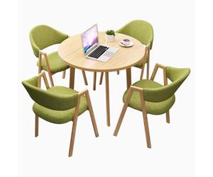 Modern Round Conference Table Set with 4 Chairs Stylish Green Kitchen Dining Table with Metal Legs for Office and Reception Area Furniture