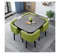 Modern Round Conference Table Set with 4 Stacking Chairs 80cm (31.5in) AntiSlip Rubber Feet Cact Design for Smals Slish Office & Dining Room Fur
