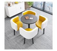 Modern Round Conference Table Set with 4 Stylish Chairs - Versatile Dining & Office Reception Furniture for Kitchen Lounge Living Room Ideal Leisure Coffee Table Solution