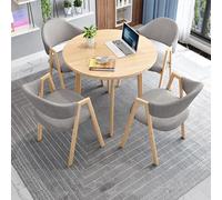 Modern Round Conference Table Set with Chairs - Space-Saving Dining & Negotiation Table for Office Reception Small Meeting Rooms Coffee Kitchen - Stylish & Functional (Color: 13)