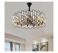 Modern Round Crystal Small Black Chaner for Living Room Dining Room Single Head Home Indoor Light Fixtures