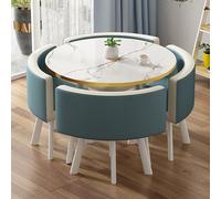 Modern Round Dining Set for 4, Versatile Conference Table with 4 Chairs, Ideal for Beauty Salons, Cinemas & Meeting Rooms (Style 6)