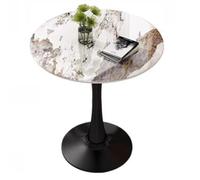 Modern Round Dining Table 60/70/80 cm Sintered Stone Marble Top with Metal Legs Elegant Living Room/Office Furniture Décor (Size: 60 cm Color: A)