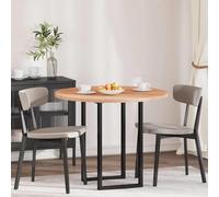 Modern Round Dining Table in Solid Oak with Brown h - Sk Design for Indoor & Outdoor Use, Smooth, Easy Maintenance, Perfect for Dining Rooms & Patios