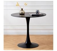 Modern Round Dining Table - Nordic Tulip Design 60x60cm Black MDF Top - Stylish Coffee & Leisure Table for 2-4 People - Perfect for Milk Tea & Dining