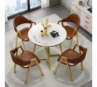Modern Round Dining Table Set 5 Pieces 1 Marble Top Table & 4 Chairs Stylish Kitchen & Dining Room Furniture 80 x 75 cm (L x H) Perfect for Home Decor