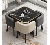 Modern Round Dining Table Set for 4 80cm Kitchen Center Table with Small Chairs Ideal for Office Recept & Conference Slish Fur Combinat