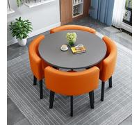 Modern Round Dining Table Set for 4 - Marble Top with 4 Stylish Chairs Ideal for Office Reception Negotiation and Dining - Contemporary Furniture Combo (Size: StyleV)