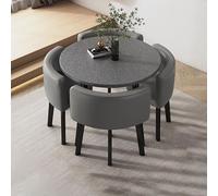 Modern Round Dining Table Set for 4 Small Breakfast Table with Simple Chairs for Kitchen Office Conference Room Furniture Space Saving Design