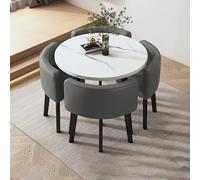 Modern Round Dining Table Set for 4 Small Breakfast Table with Simple Chairs Ideal for Kitchen Office or Conference Room Furniture.