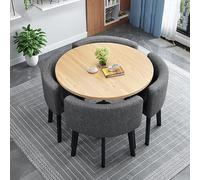 Modern Round Dining Table Set for 4 - Space-Saving Conference Room & Kitchen Table with Chairs 80x80x75cm Stylish Dining Room Furniture for Small Spaces