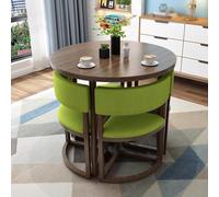 Modern Round Dining Table Set for 4 Space-Saving Kitchen Table with Fabric Chairs Stylish Home Office Furniture Ideal for Cafes and Small Spaces Receptive Design