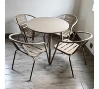 Modern Round Dining Table Set for 4 - Stylish Kitchen & Conference Table with Chairs Perfect for Meeting Rooms Dining Rooms or Family Gatherings (70x70cm/27.5x27)