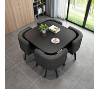 Modern Round Dining Table Set for 4 Stylish Marble Top 78.7 cm 2.5 cm Thick Durable Birch Wood Chairs Elegant and Sturdy Perfect for Dining Room and Kitchen