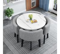 Modern Round Dining Table Set for 4 with Chairs Compact 31.5'' Kitchen Table Stylish Conference Room Furniture Space-Saving Design t for Small Spaces A18 80x80x75cm