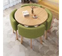 Modern Round Dining Table Set for 4 with Stylish Chairs - Compact Office Conference Table and Chair Set for Breakfast Bar or Dining Room Simple gance and Space-Saving Design