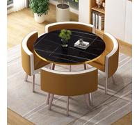 Modern Round Dining Table Set for Home & Restaurant - 80x75cm Kitchen Table with Chairs, Breakfast Bar Furniture for Dining Room & Garden
