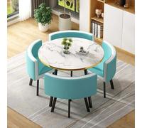 Modern Round Dining Table Set for Kitchen, Breakfast Bar & Restaurant - 80x75cm (31.5x29.5in) - Stylish Furniture with Chairs for Home & Garden