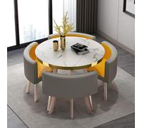 Modern Round Dining Table Set for Kitchen, Breakfast Bar & Restaurant - 80x75cm (31.5x29.5in) with Stylish Chairs for Home & Garden, Perfect for Dinner & Gatherings