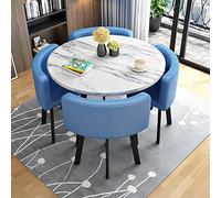 Modern Round Dining Table Set,kitchen And Chairs,small Set For 4,small Office Conference Room Tables Chairs,pu Leather Chair,home Furniture Set, E1, One Size
