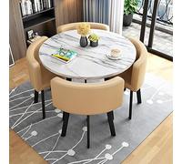 Modern Round Dining Table Set,kitchen And Chairs,small Set For 4,small Office Conference Room Tables Chairs,pu Leather Chair,home Furniture Set, E1, One Size