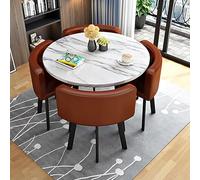 Modern Round Dining Table Set,kitchen And Chairs,small Set For 4,small Office Conference Room Tables Chairs,pu Leather Chair,home Furniture Set, E1, One Size