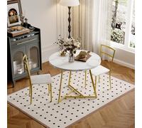 Modern Round Dining Table Set with 2 Chairs Space-Saving Wood Effect Kitchen Furniture Compact Dinette for Small Dining Rooms Apartments & Cozy Kitchens