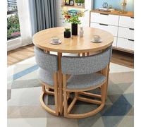Modern Round Dining Table Set with 4 Chairs 80cm Conference Table for Dining Room Kitchen & Living Room Stylish Breakfast Table Space-Saving Design