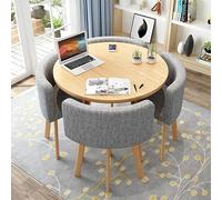 Modern Round Dining Table Set with 4 Chairs - Cact Multi-Functal Fur for Kitchen Living Room Conference Use - Slish and Space-Saving Design