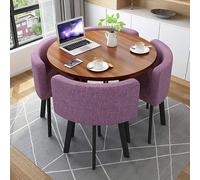 Modern Round Dining Table Set with 4 Chairs Compact Office Conference Room Furniture Stylish Dining Room and Kitchen Lounge Decor 37.90CM Size