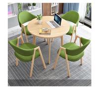 Modern Round Dining Table Set with 4 Chairs - Industrial Style Conference Room & Office Desk Ideal for Home Restaurant & Banquet Spaces Perfect for Reception Areas (Color)