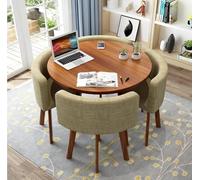 Modern Round Dining Table Set with 4 Chairs - Small Office Conference Room Furniture - Stylish Kitchen & Living Room Dining Table (Color: I)