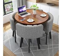 Modern Round Dining Table Set with 4 Chairs Small Office Conference Room Furniture Stylish Kitchen & Lounge Dining Room Decor 15.80CM Size