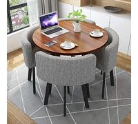 Modern Round Dining Table Set with 4 Chairs Small Office Conference Room Furniture Stylish Kitchen & Living Room Decor (31.5" Grey)