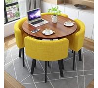 Modern Round Dining Table Set with 4 Chairs - Small Office & Conference Room Furniture, Stylish Yellow Dining Room Furniture for Kitchen & Lounge, Perfect for Living Room