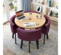 Modern Round Dining Table Set with 4 Chairs - Small Office Conference Room & Kitchen Decor - Stylish 34.8CM Diameter Table for Living & Lounge Spaces