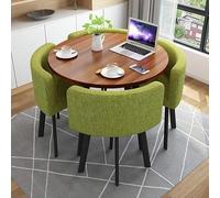 Modern Round Dining Table Set with 4 Chairs Small Office Conference Room Tables and Chairs Modern Leisure Dining Room Furniture for Kitchen Lounge Living Room (80cm/31.5" Light Gray)