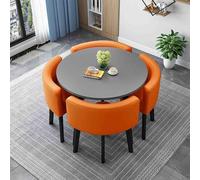 Modern Round Dining Table Set with 4 Chairs - Space-Saving Conference Table for Kitchen Dining Room & Office - Stylish Coffee Table for Elegant Interiors 019
