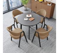 Modern Round Dining Table Set with 4 Chairs - Space-Saving Furniture for Office Bar Balcony Bedroom & Library - Stylish Leisure Table for Clubs & Billiard Halls - Elegant Dining & Gathering