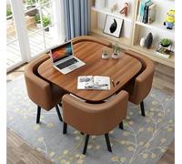 Modern Round Dining Table Set with 4 Chairs Stylish for Office Conference Room Kitchen Dining Room & Living Room Space Saving Design for Contemporary Homes