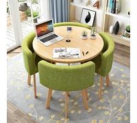 Modern Round Dining Table Set with 4 Chairs Stylish Kitchen & Living Room Furniture Compact Desk & Conference Table PU Material for Durability and Elegance