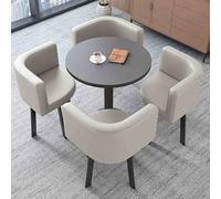Modern Round Dining Table Set with 4 Chairs - Stylish Office Meeting Table for Reception & Small Spaces - White Dining Room Furniture Combo for Elegant Dining Experience