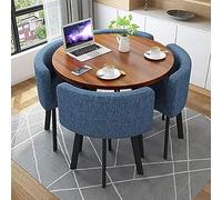 Modern Round Dining Table Set with 4 Chairs - Stylish Small Office Conference Room & Kitchen ge Table (31.5" Blue) - Perfect for Home & Workspace